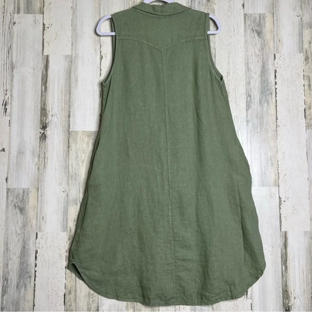 Olive Green Sleeveless Midi Dress - Picture 2 of 9